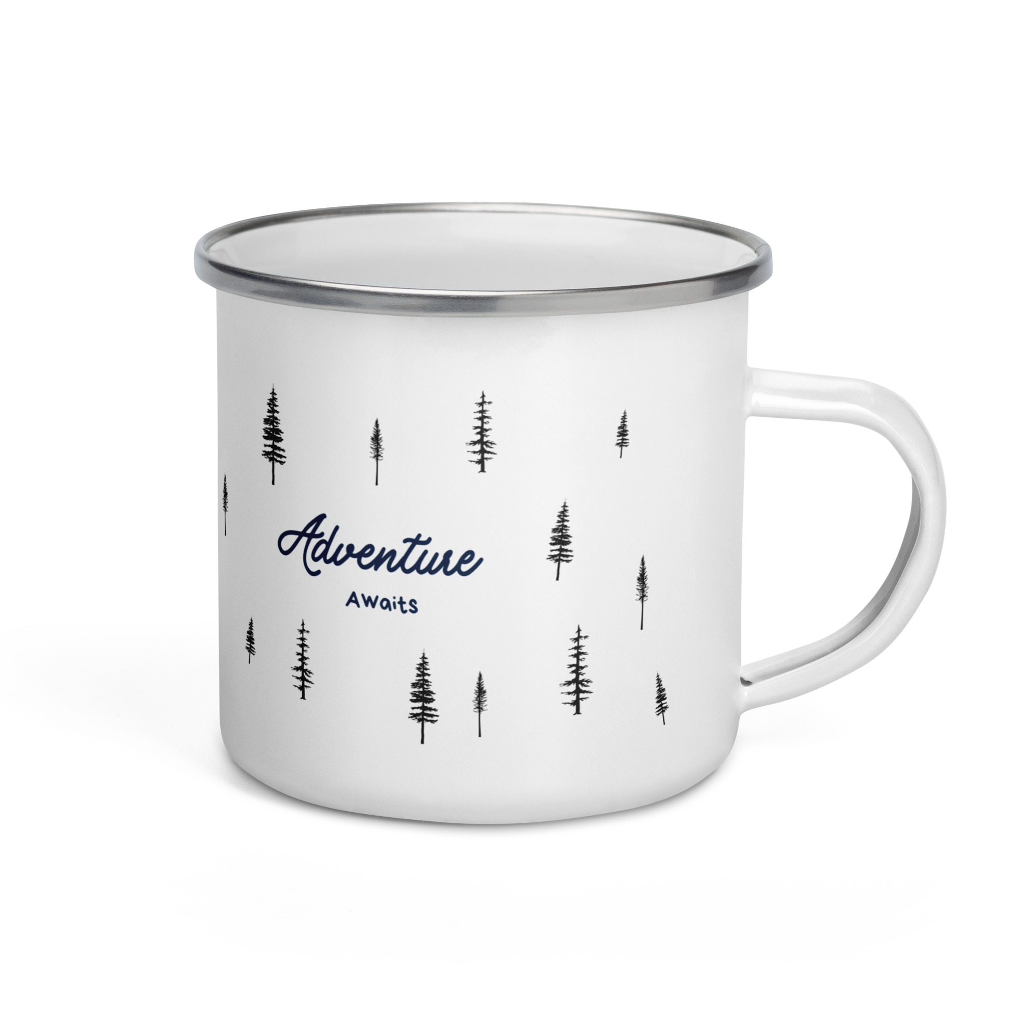 Nachhaltige Emaille-Camping-Tasse von Nice Wave – perfekt für Outdoor, Vanlife & Abenteuer. Minimalistisches Design mit Freiheits-Spirit, robust und langlebig.