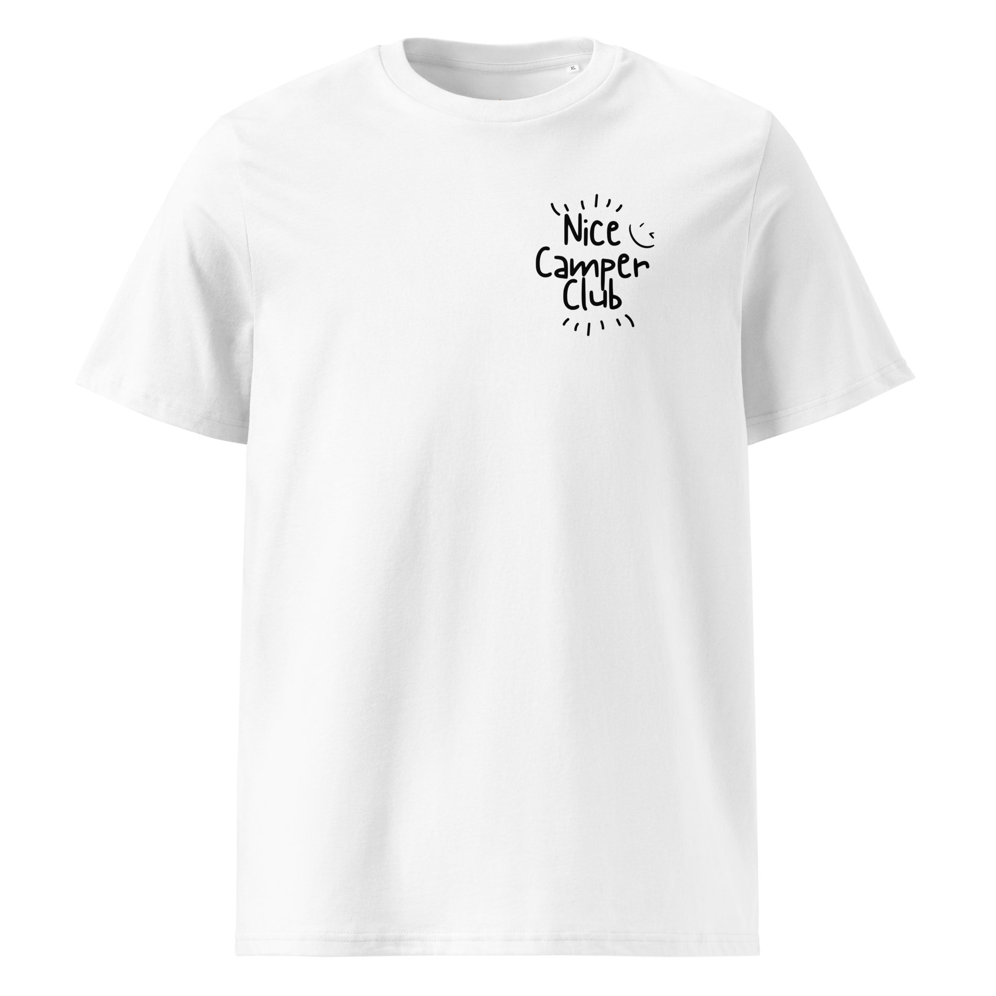 Minimalistisches Nice Camper Club T-Shirt aus Bio-Baumwolle mit Brust-Print weiß nice wave