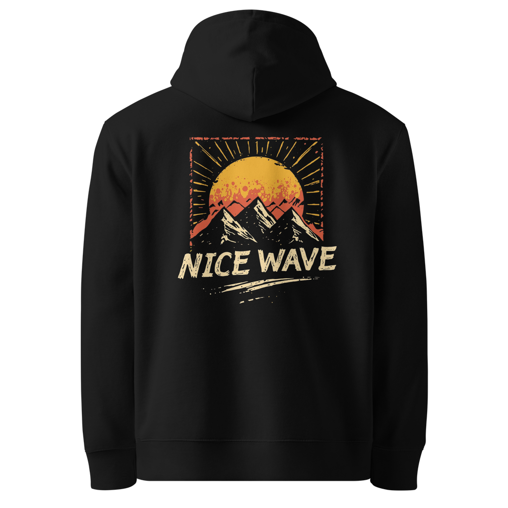 Unisex-Hoodie aus 100 % Bio-Baumwolle von Nice Wave – nachhaltig, bequem und mit Freiheitsgefühl. Perfekt für Vanlife, Natur & Wellenliebhaber.