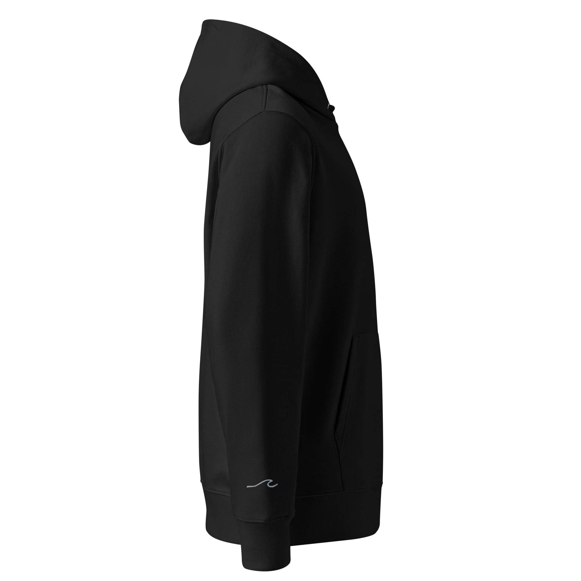 Dunkler Nice Wave Basic Hoodie aus Bio-Baumwolle mit kontrastreichem Logo-Stick auf der Brust – nachhaltige Streetwear in Dark im surf skate look outdoor style